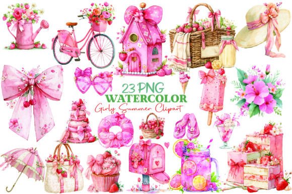 Download Watercolor Girly Summer Clipart - Clipart Collection