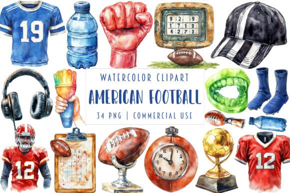 Download Watercolor American Football Clipart - Clipart Collection