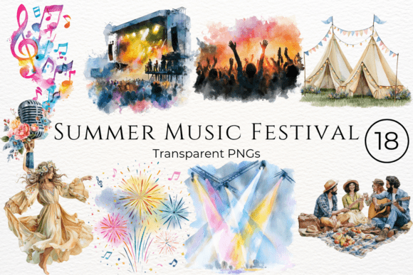Download Summer Music Festival Watercolor Clipart - Clipart Collection