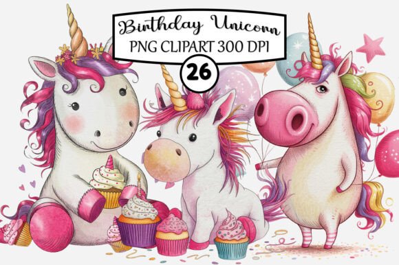 Download Whimsical Birthday Unicorn PNG Clipart - Clipart Collection