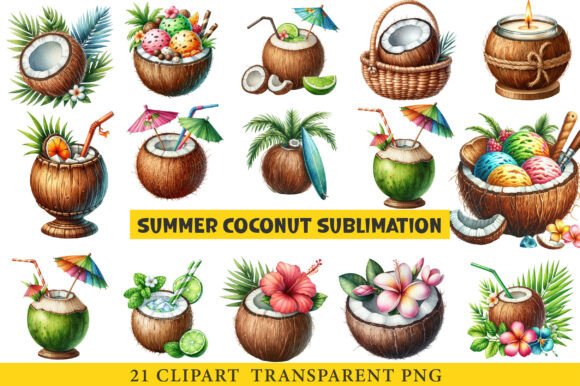 Download Summer Coconut Sublimation Clipart - Clipart Collection