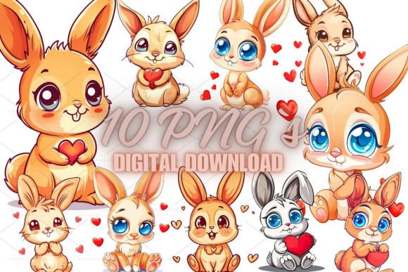 Download Bunny with Hearts Clipart, PNG 5S-13 - Clipart Collection