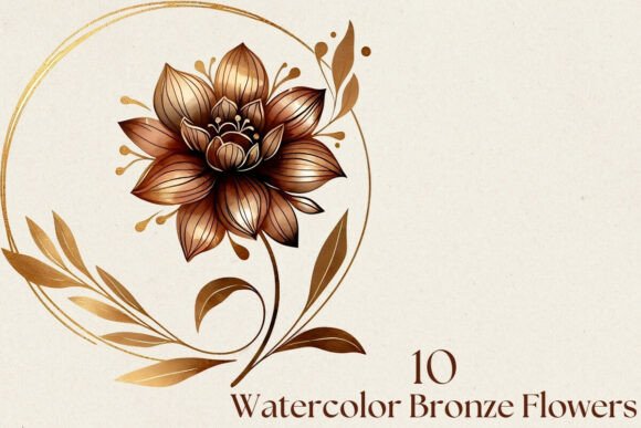 Download Watercolor Bronze Flower PNG Clipart Set - Clipart Collection