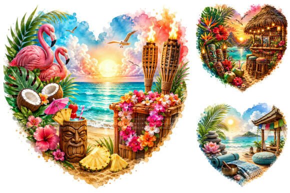 Download Tropical Summer Heart Clipart Bundle - Clipart Collection