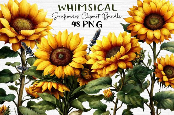 Download Watercolor Sunflowers Clipart Bundle PNG - Clipart Collection