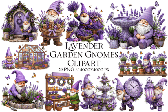 Download Lavender Garden Gnomes Clipart - Clipart Collection