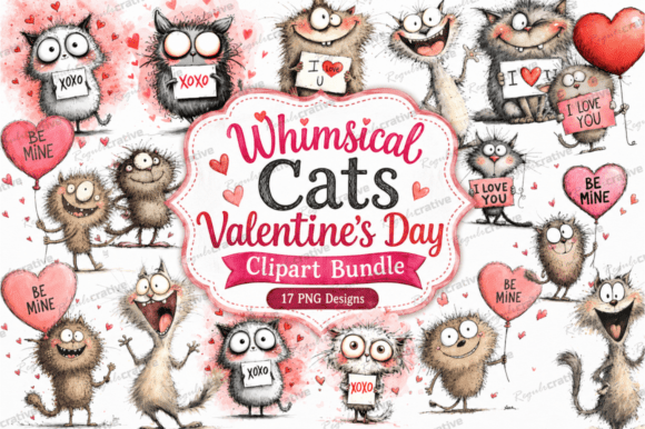 Download Cats Valentine's Day Clipart PNG Bundle - Clipart Collection