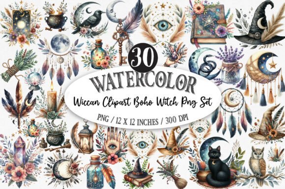 Download Wiccan Clipart Boho Witch Png Set - Clipart Collection