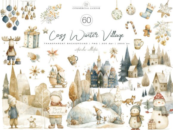 Download 60 PNG Cozy Winter Village Clipart - Clipart Collection