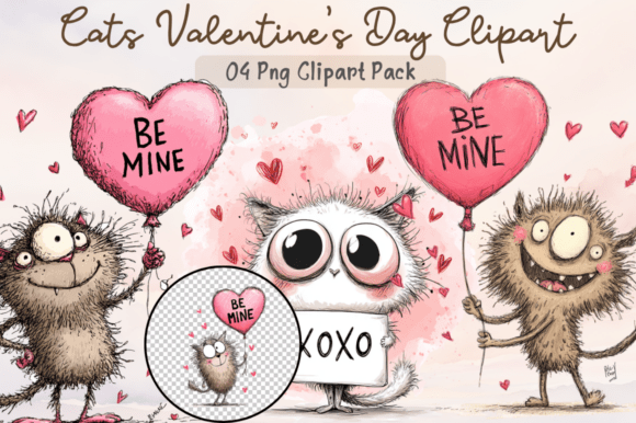 Download Cats Valentine's Day Clipart PNG, Cute - Clipart Collection