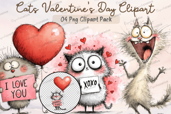 Download Cats Valentine's Day Clipart PNG, Cute - Clipart Collection