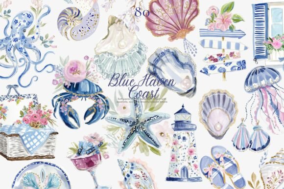 Download Romantic Coastal Clipart Png Set - Clipart Collection