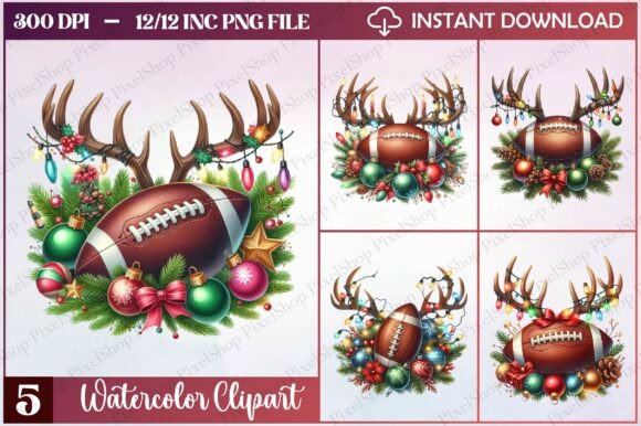 Download Watercolor Christmas Football Clipart - Clipart Collection