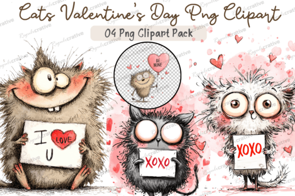 Download Cats Valentine's Day Clipart PNG, Cute - Clipart Collection