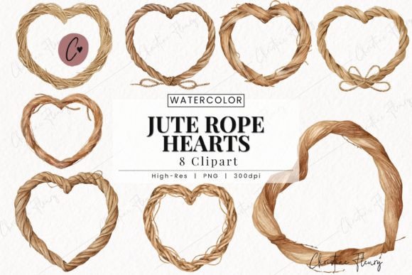 Download Watercolor Jute Rope Hearts Clipart - Clipart Collection