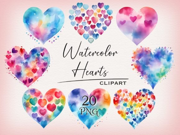 Download Watercolor Rainbow Hearts Clipart - Clipart Collection