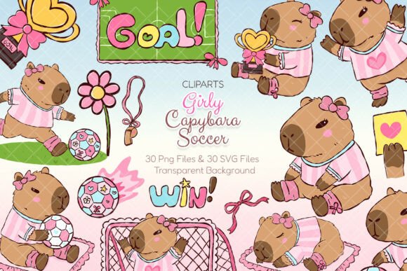 Download Girly Capybara Soccer Football Clipart - Soccer Collection