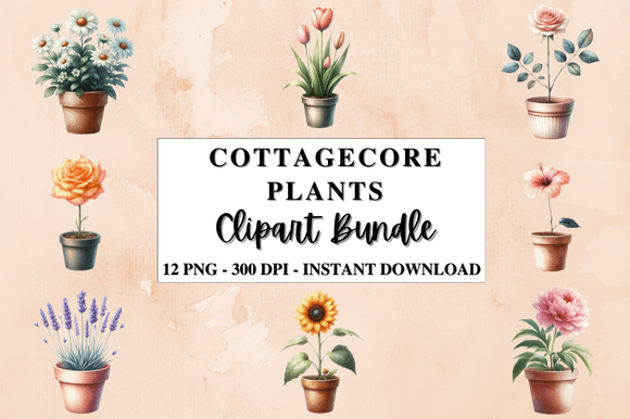 Download Watercolor Cottagecore Plants Clipart - Clipart Collection