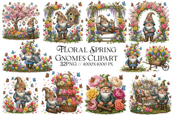 Download Floral Spring Gnomes Clipart - Clipart Collection