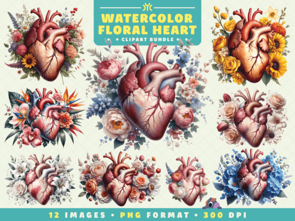 Download Watercolor Floral Heart Clipart - Clipart Collection