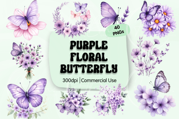Download Purple Floral Butterfly Clipart - Clipart Collection