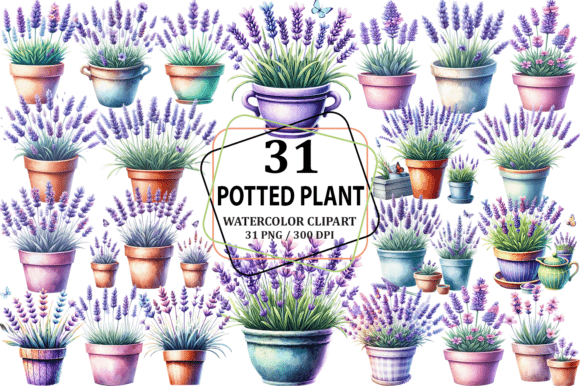 Download Watercolor Lavender Potted Plant Clipart - Clipart Collection