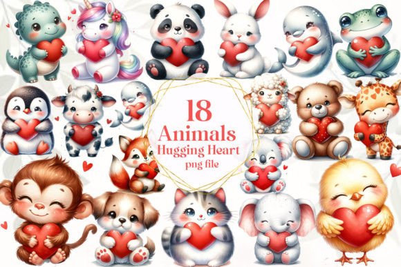 Download Animals Hugging Heart Clipart - Clipart Collection