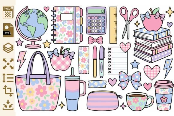 Download Cute School Supplies Clipart PNG &amp; SVG - Clipart Collection