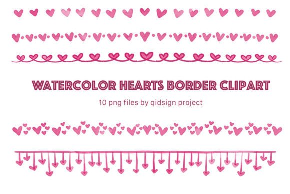 Download 10 Watercolor Hearts Border Clipart - Clipart Collection