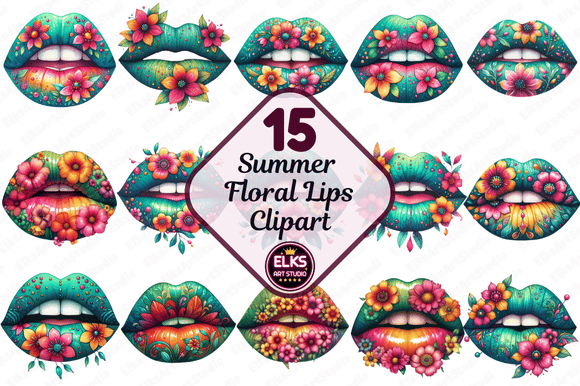 Download Summer Floral Lips Sublimation Clipart - Clipart Collection