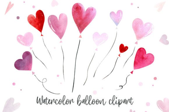 Download Watercolor Hearts Balloons Clipart - Clipart Collection