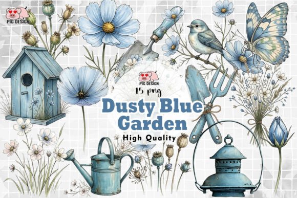Download Dusty Blue Garden Clipart PNG - Clipart Collection