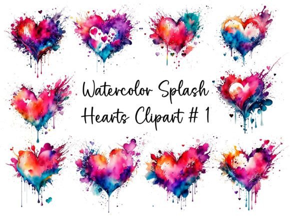 Download Watercolor Splash Hearts Clipart # 1 - Clipart Collection