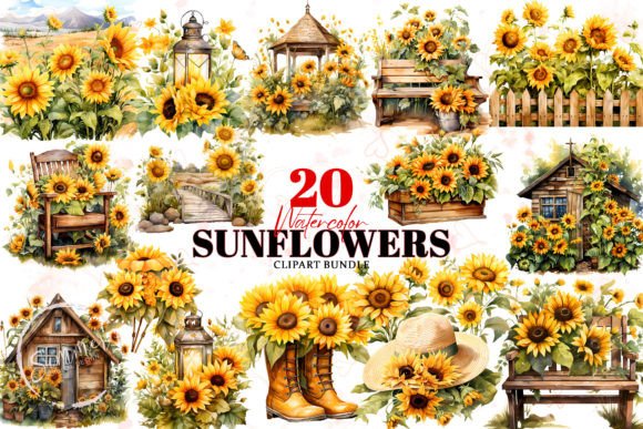 Download Sunflowers Summer Watercolor Clipart - Clipart Collection