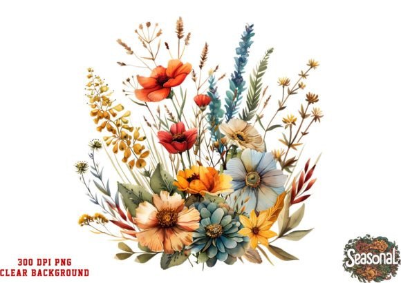 Download Boho Flowers Bouquet Watercolor Clipart - Clipart Collection