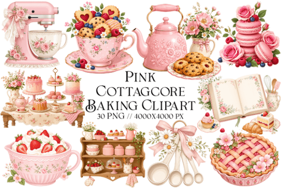 Download Pink Cottagecore Baking Clipart - Clipart Collection