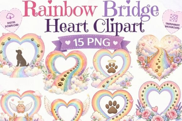Download Rainbow Bridge Heart Clipart | 15 PNG - Clipart Collection
