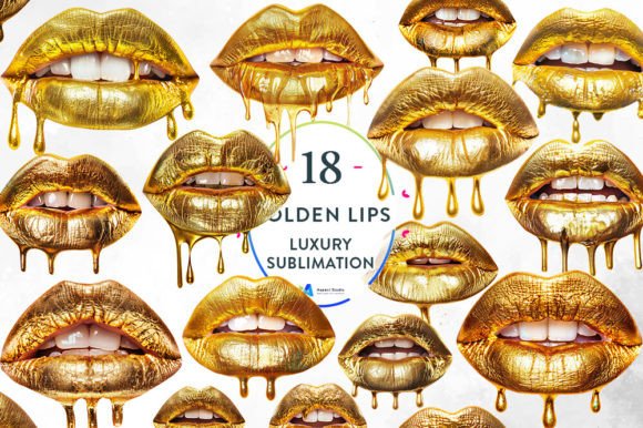 Download Luxury Golden Lips Sublimation Clipart - Clipart Collection