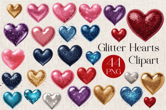 Download 44 Glitter Hearts Clipart, Valentine - Clipart Collection