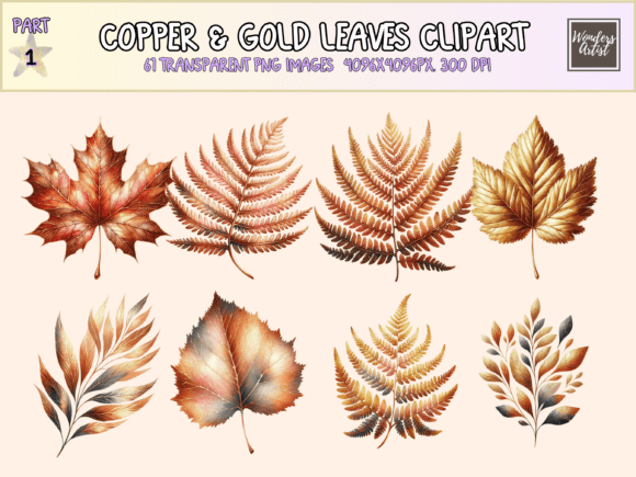 Download Copper &amp; Gold Leaves Clipart - Clipart Collection