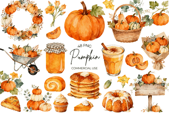 Download Watercolor Pumpkin Clipart Autumn Fall - Clipart Collection