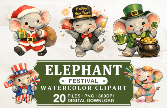 Download Elephants Festival Watercolor Clipart - Clipart Collection