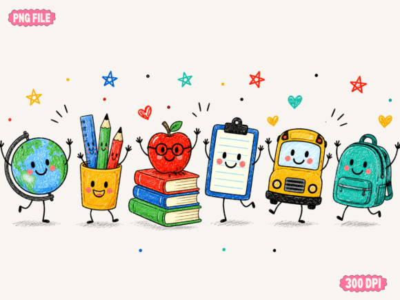 Download Cute School Supplies Character Clipart, - Clipart Collection