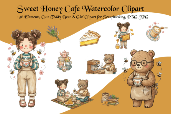 Download Sweet Honey Cafe Watercolor Clipart - Clipart Collection
