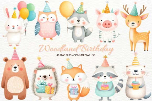 Download Birthday Woodland Animals Clipart PNG - Clipart Collection