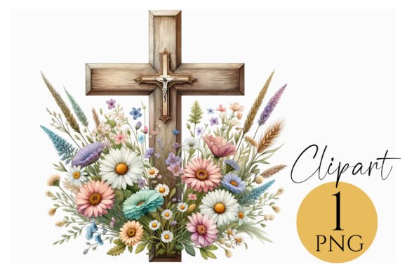 Download Floral Cross Clipart PNG Rustic Christia - Clipart Collection