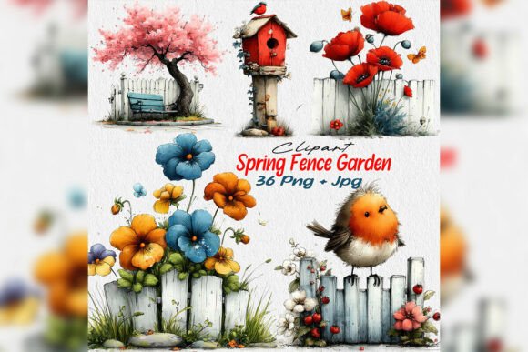 Download Whimsical Spring Fence Floral Clipart Ga - Clipart Collection