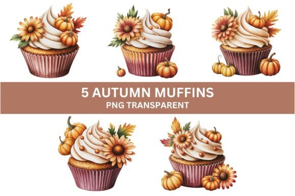 Download Autumn Cupcake Clipart PNG Set - Clipart Collection