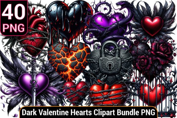 Download Dark Gothic Valentine Hearts Clipart - Clipart Collection