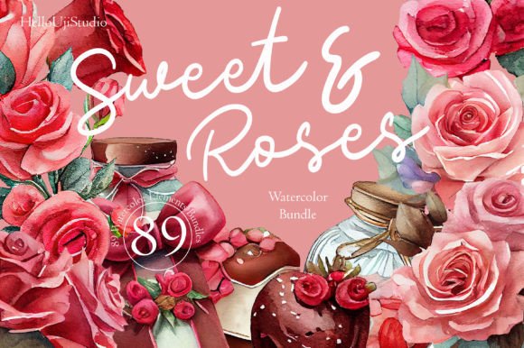 Download Sweet &amp; Rose Watercolor Clipart Bundle - Clipart Collection